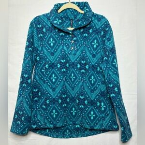 North River women’s 1/4 snap blue fleece pullover, size medium.